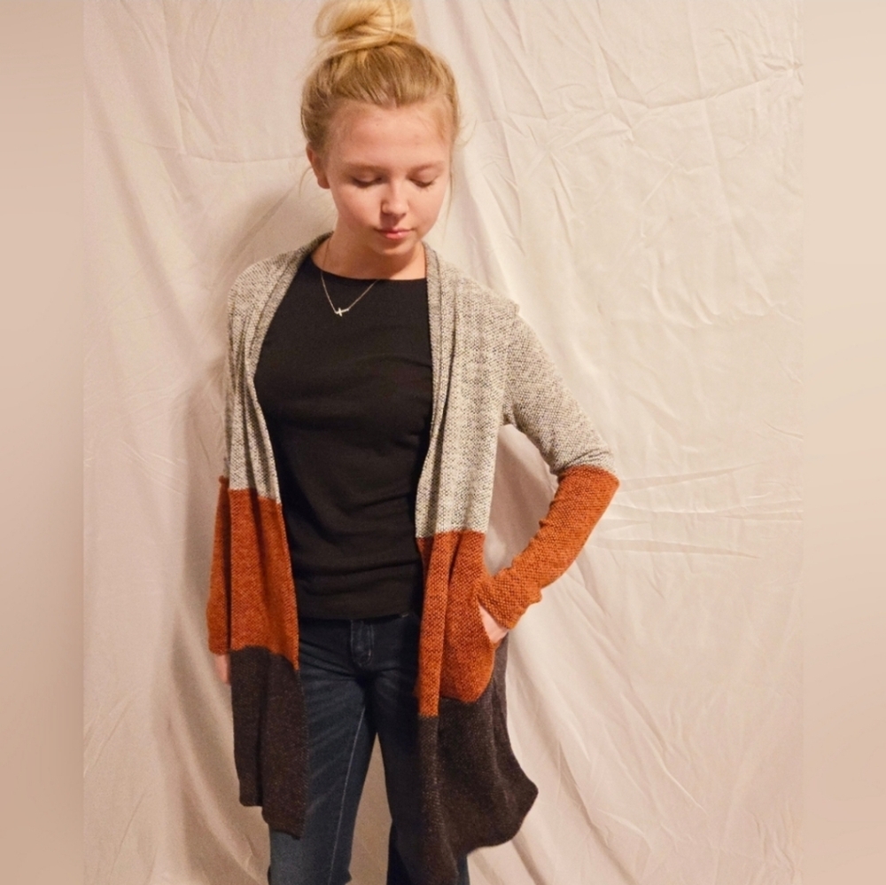 Women's Colorblock Open Front Cardigan - Picture 1 of 6